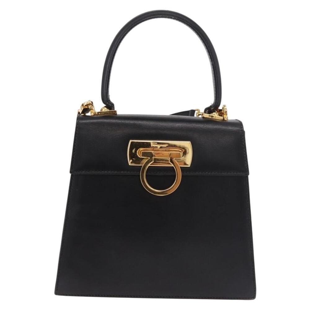 Salvatore Ferragamo Vara Handbag Black Smooth